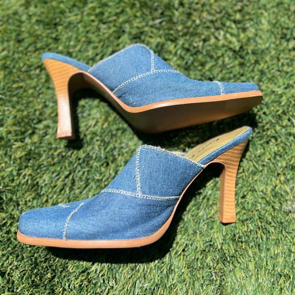 Bee fly denim mules. Super 90s